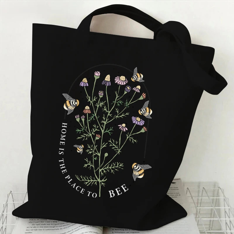 "Spread Kindness" Sunflower Bee Canvas Tote Bag | Versatile Underarm Shoulder Handbag for Commuter, Work & Student Luxegan