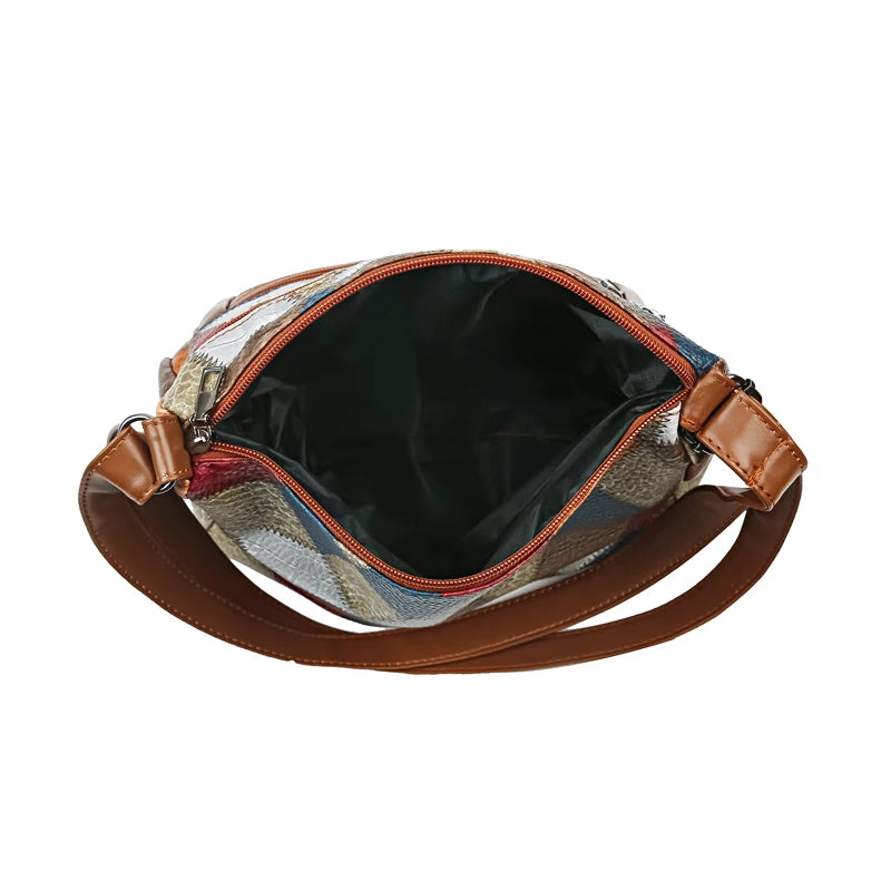 New Style Women’s Casual Shoulder Bag | Stylish PU Leather Patchwork Crossbody | Simple Minimalist Tote with Adjustable Strap | Versatile Daily Handbag Luxegan