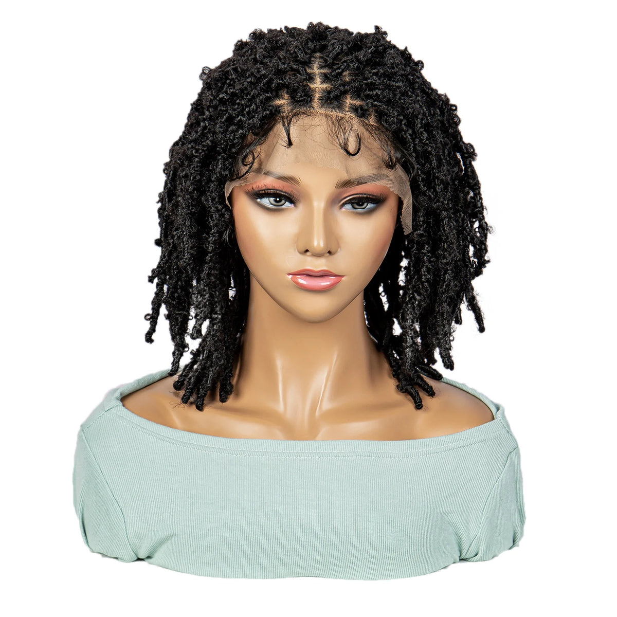 KIMA Pelucas trenzadas sintéticas de 14 pulgadas Peluca frontal de encaje Pelucas trenzadas 9x6 Trenzas de caja sin nudos con pelo de bebé para mujeres negras