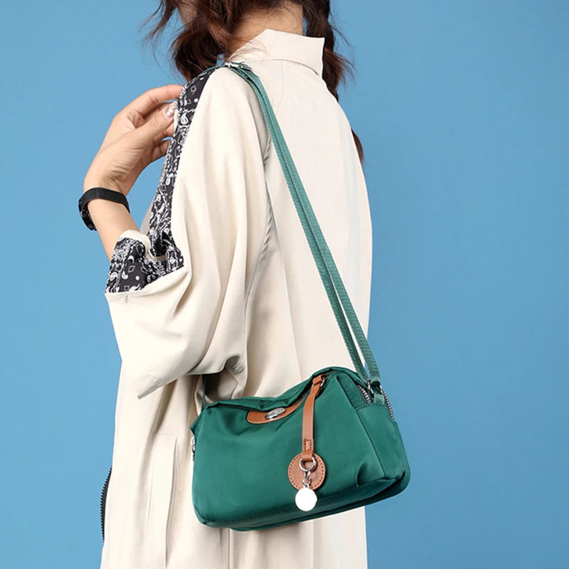Waterproof Nylon Shell Bag | Casual Solid Color Messenger Purse Luxegan
