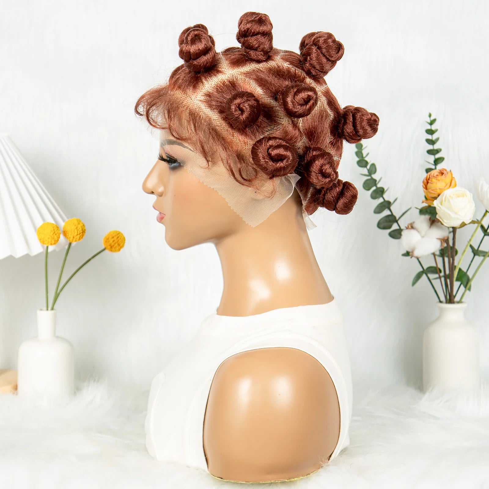 HD Transparent Lace Front Bantu Knots Wig | Synthetic | Full Lace | With Baby Hair | For Black Women