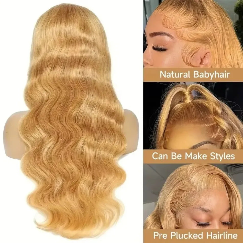 #27 Honey Blonde Body Wave Human Hair Wig | 200% Density 13x6 HD Transparent Lace Frontal & 13x4 Lace Frontal (Pre-Plucked) Luxegan