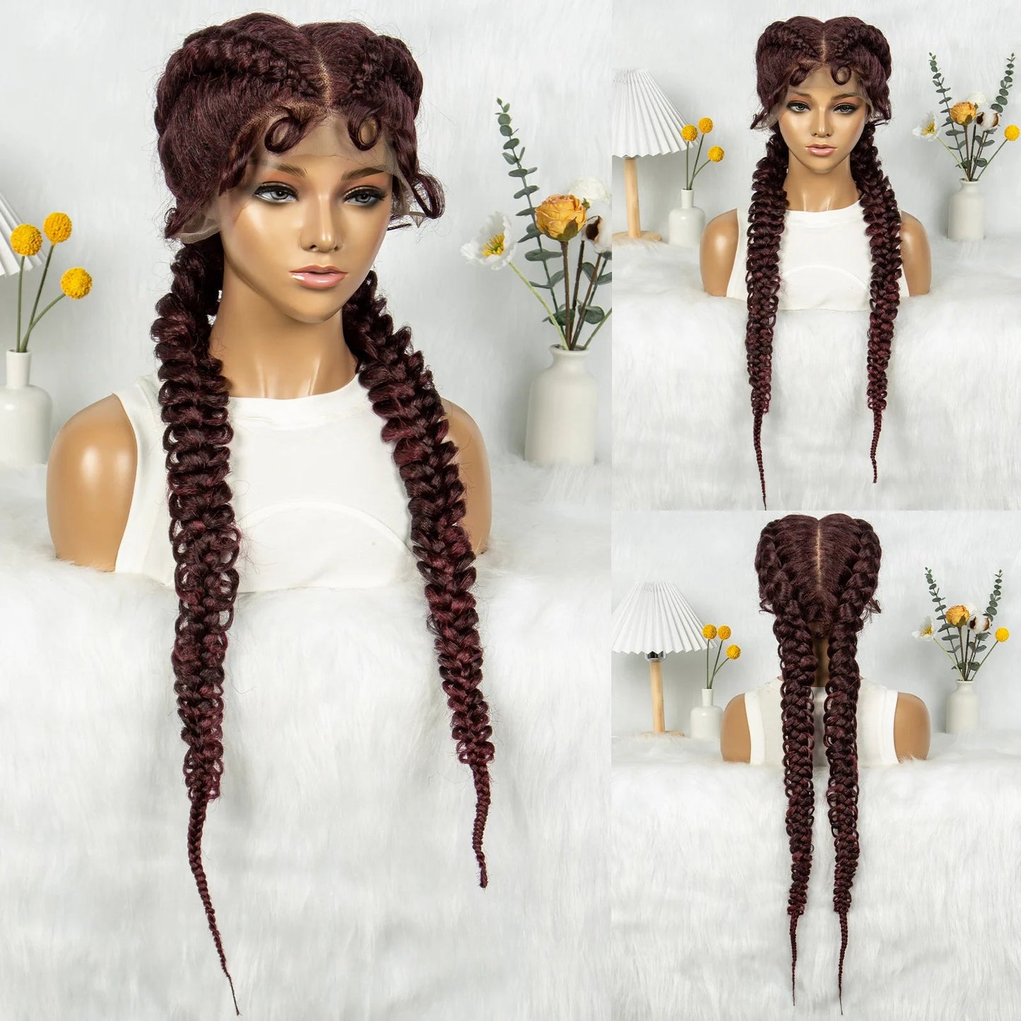 36" Twisted Braids Lace Front Wig | 13x1 | Senegalese Twist | Baby Hair | Handmade Synthetic Braids Luxegan