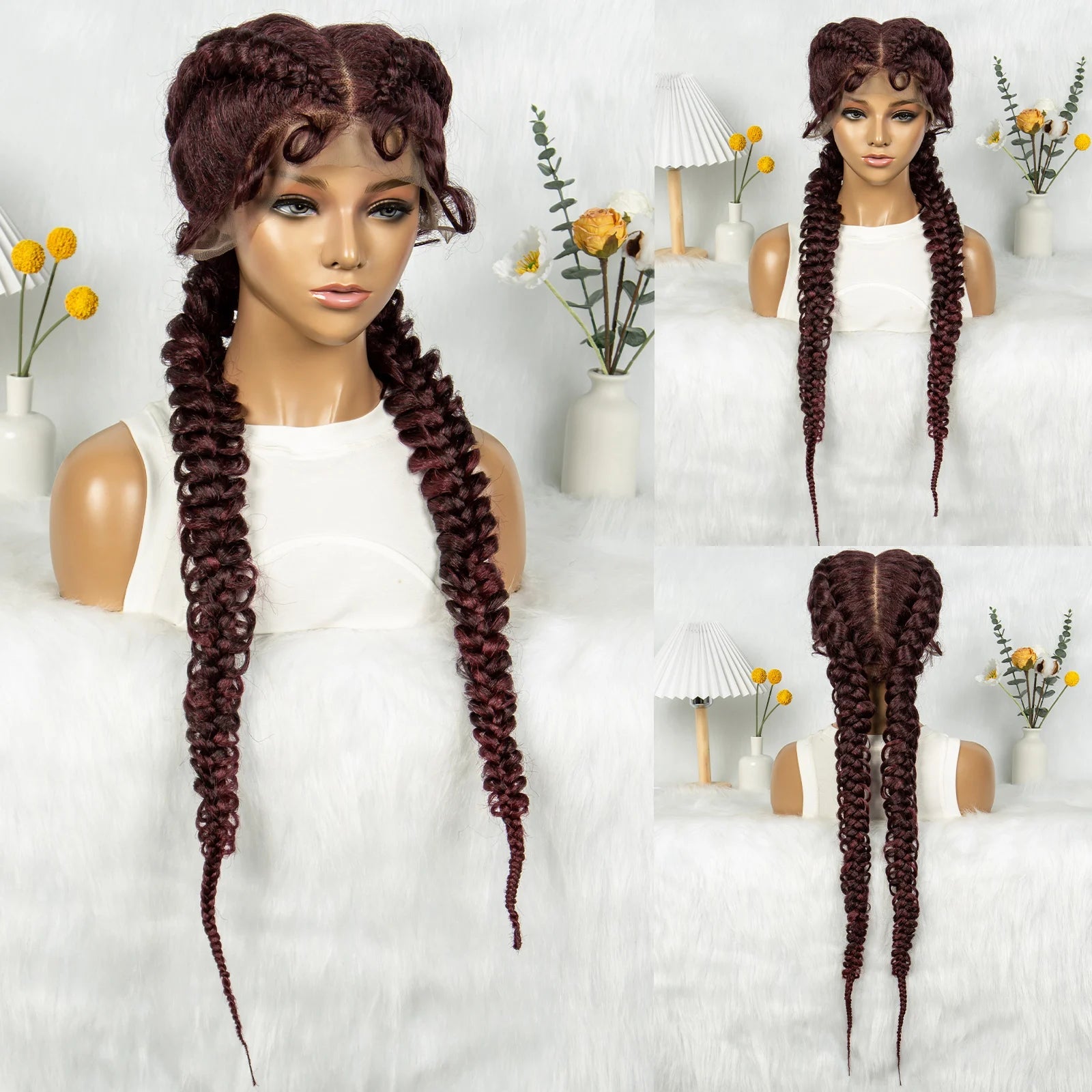 36" Twisted Braids Lace Front Wig | 13x1 | Senegalese Twist | Baby Hair | Handmade Synthetic Braids Luxegan