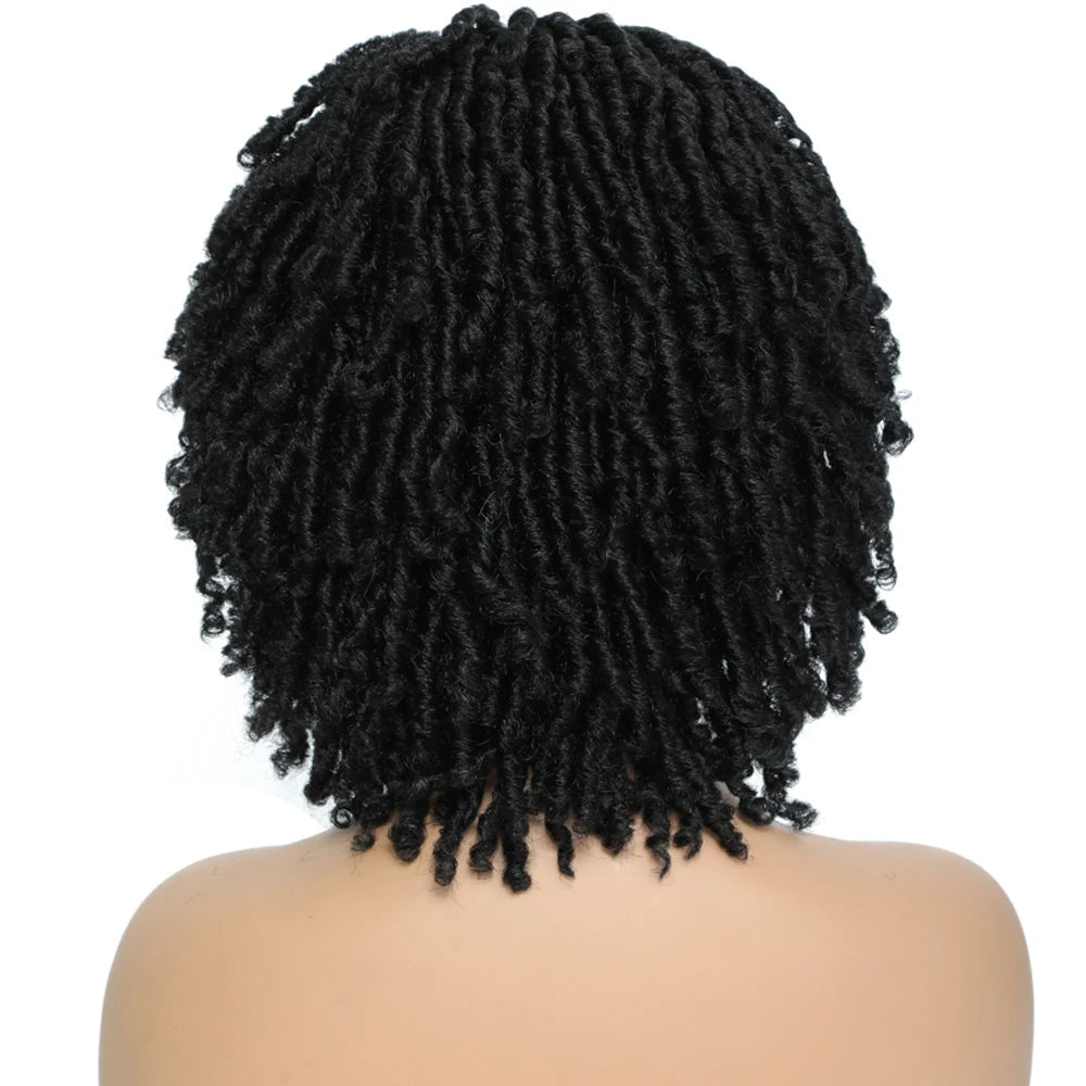 Soft Faux Locs Headband Wig - 6 Inch Ombre Dreadlock Wig for Black Women - Curly Braided Synthetic Wig with Headband - 1B, Burgundy, 27, 30, 613 Options Luxegan