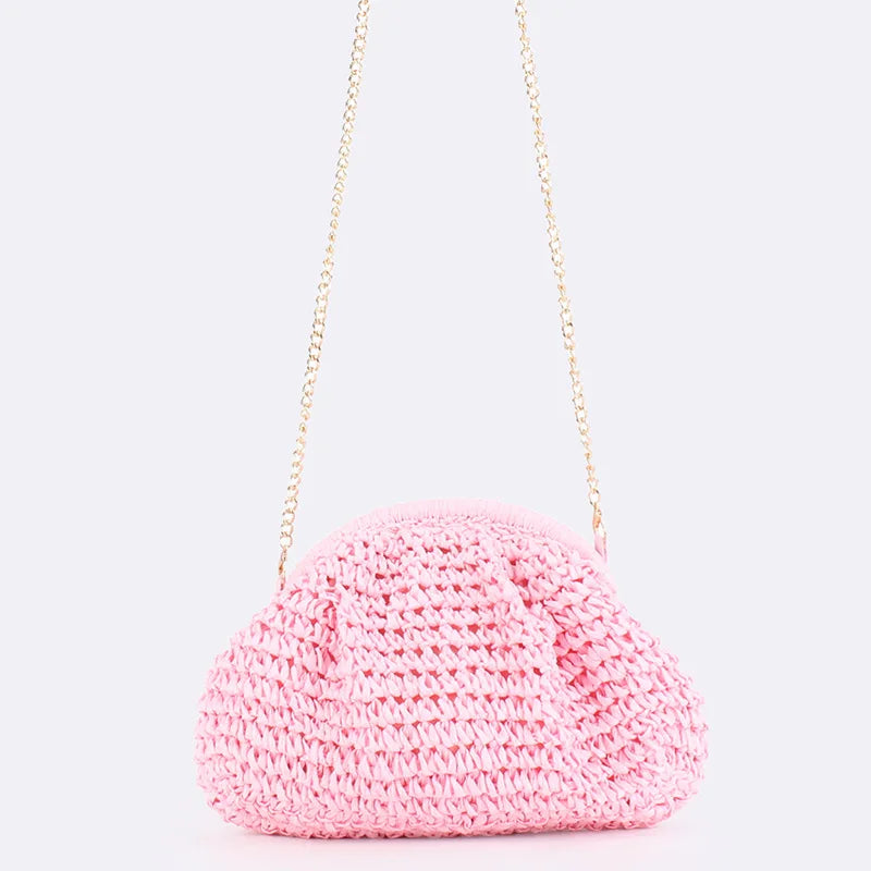 Straw Weaving Crossbody Bag | Summer Hard Shell Shoulder Purse Luxegan