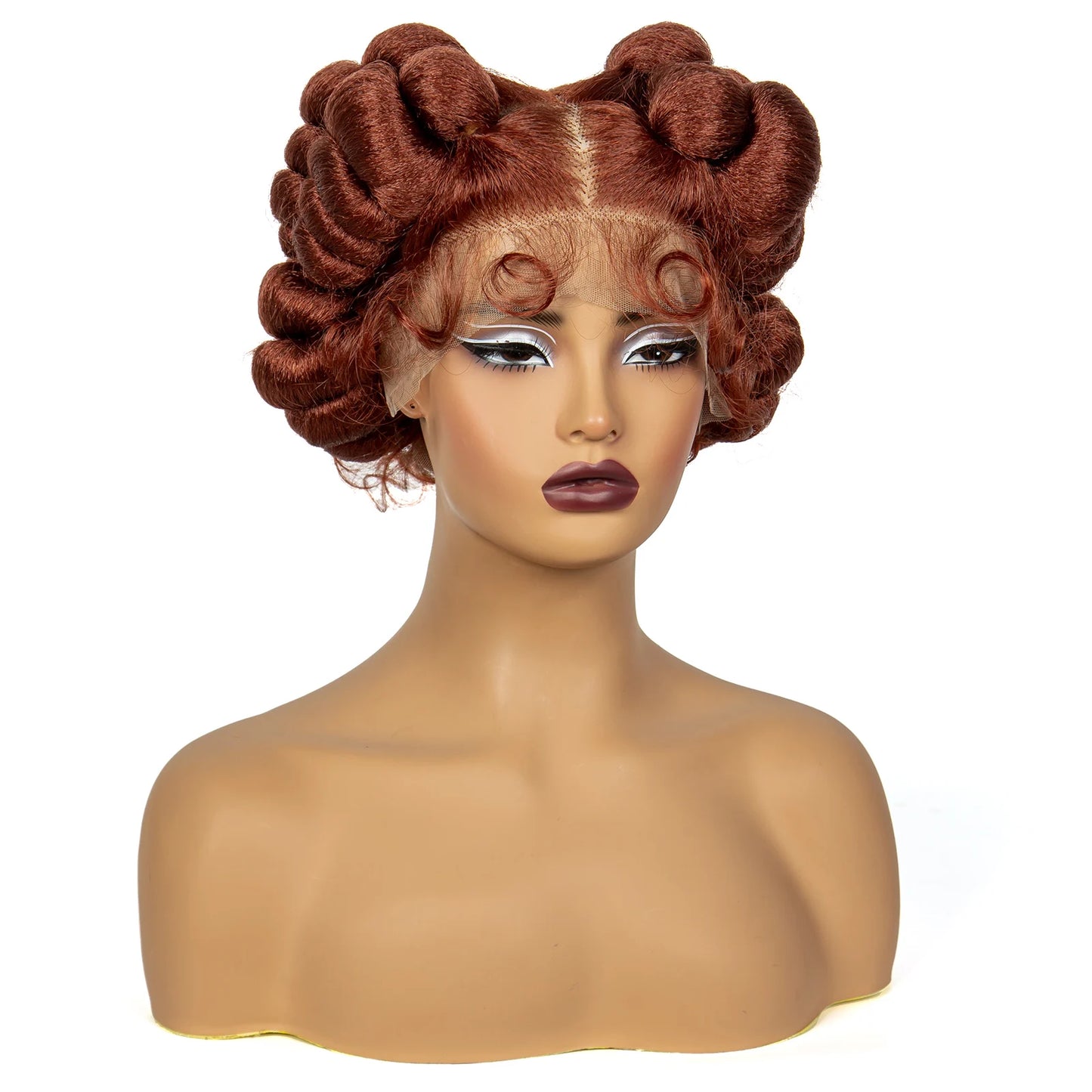 Short Cute Bantu Knotless Braids Wig | Transparent Full Lace | Handmade Luxegan