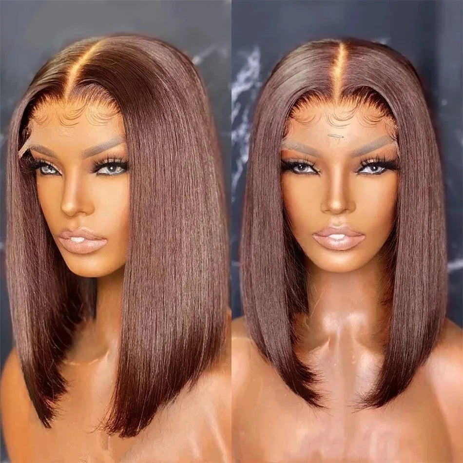 Ombre Honey Blonde & Red Wine Bob Wig | 13x4 HD Transparent Lace Front Human Hair Luxegan