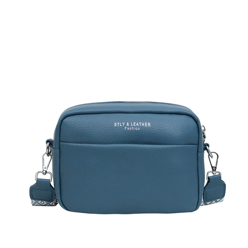 Wide-Strap Crossbody Bag | Casual Solid Color Satchel Luxegan