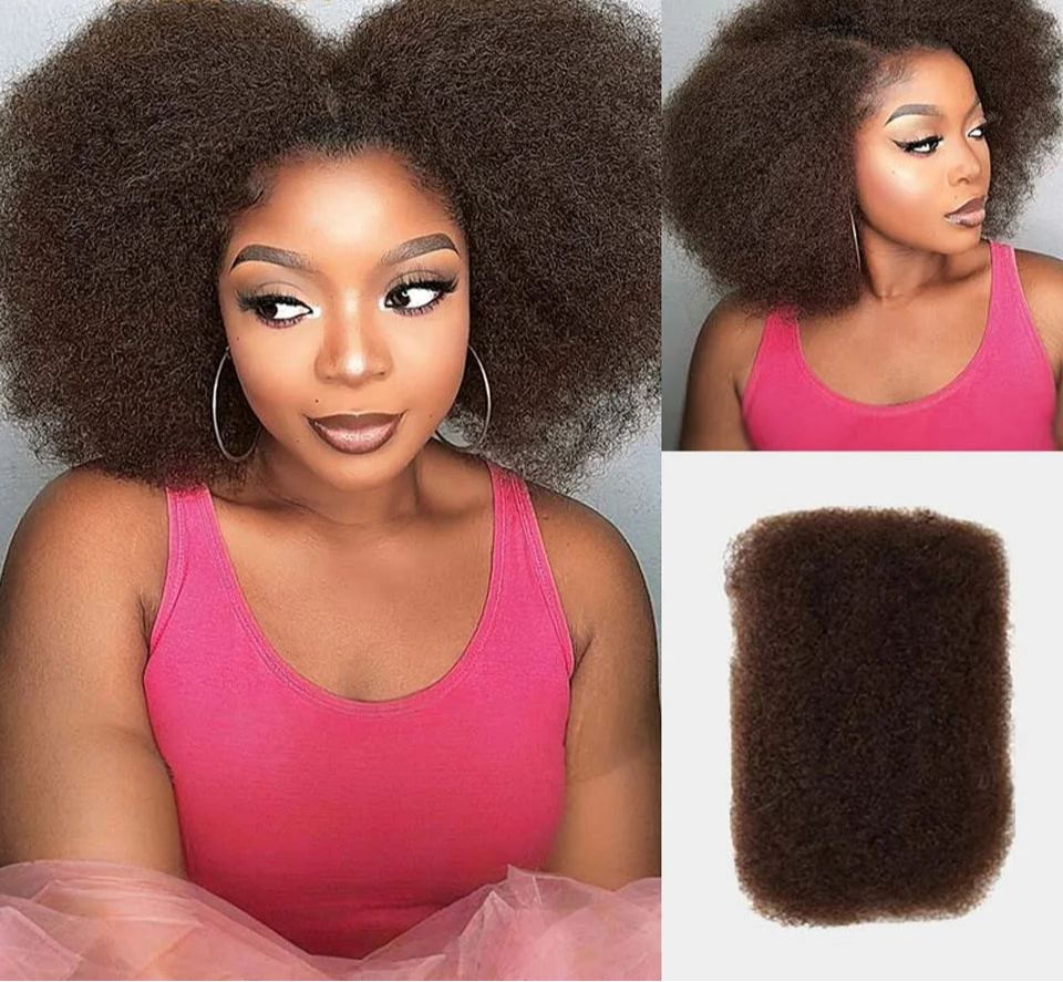 Afro Kinky Bulk Human Hair Extensions | 10"-22" 50g Brazilian Remy for Braiding & Dreadlocks (Natural Colors, Long-Lasting) Luxegan