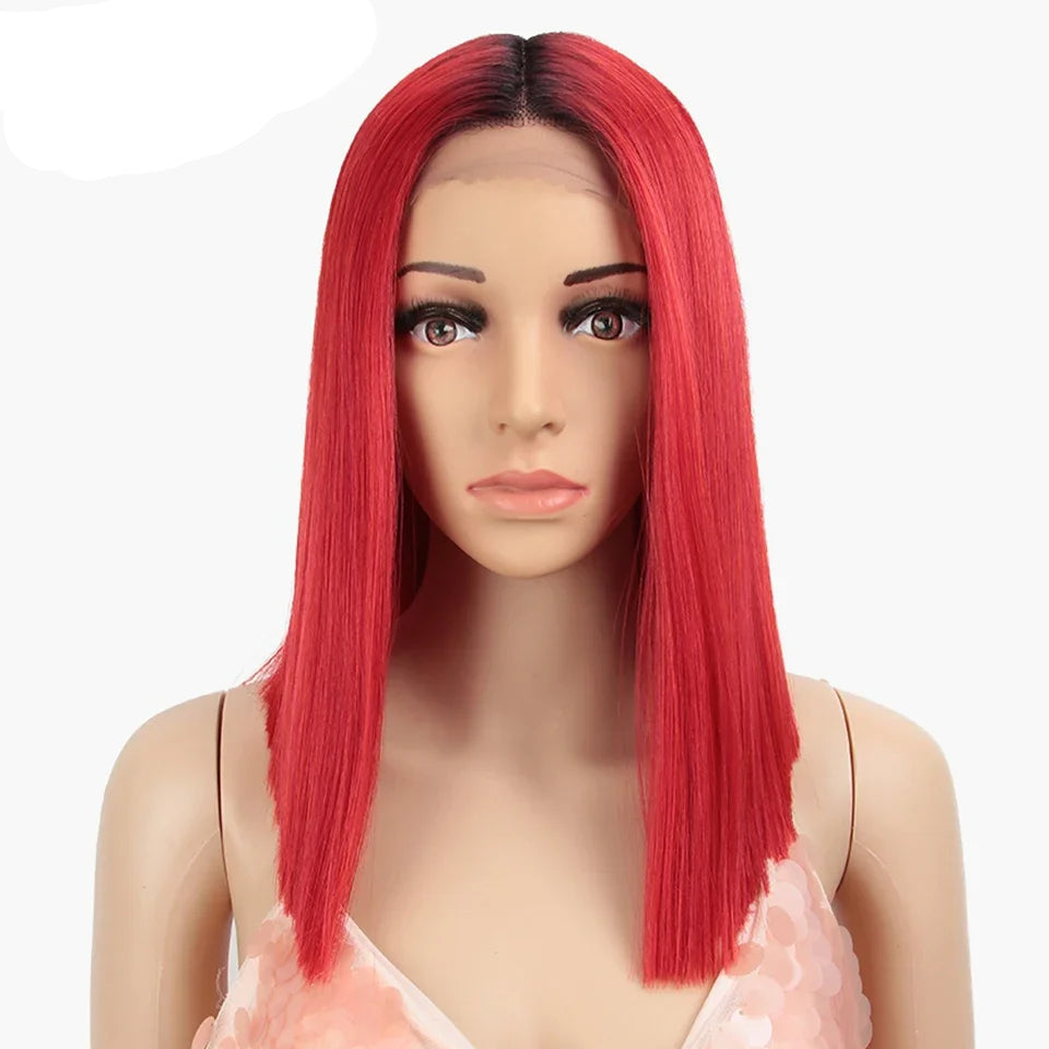 10 Inch Ombre Brown Straight Short Bob Wig | Synthetic Lace Front Wigs for Women (Heat Resistant Fiber, Cosplay & Daily Use) Luxegan