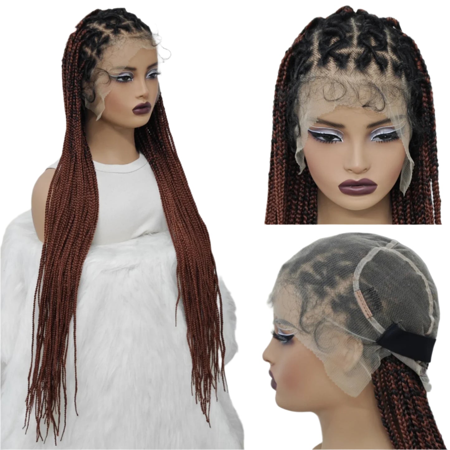 32" Ginger Twist Braids Wig | Full Lace Frontal | Baby Hair Luxegan