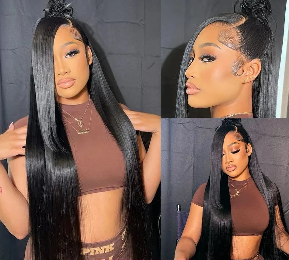 High Density Bone Straight Human Hair Wigs | 13x6 HD Lace Frontal Wig (30-40 Inch Transparent Lace Front Wigs for Women - On Sale) Luxegan