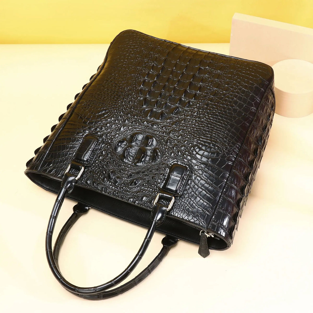 Women's Luxury Genuine Leather Alligator Handbag | Designer Real Natural Leather Shoulder Bag | Hard Shell Casual Tote Crossbody Purse | Multi-Pocket Large Capacity Versatile Satchel Model 20250603f Luxegan