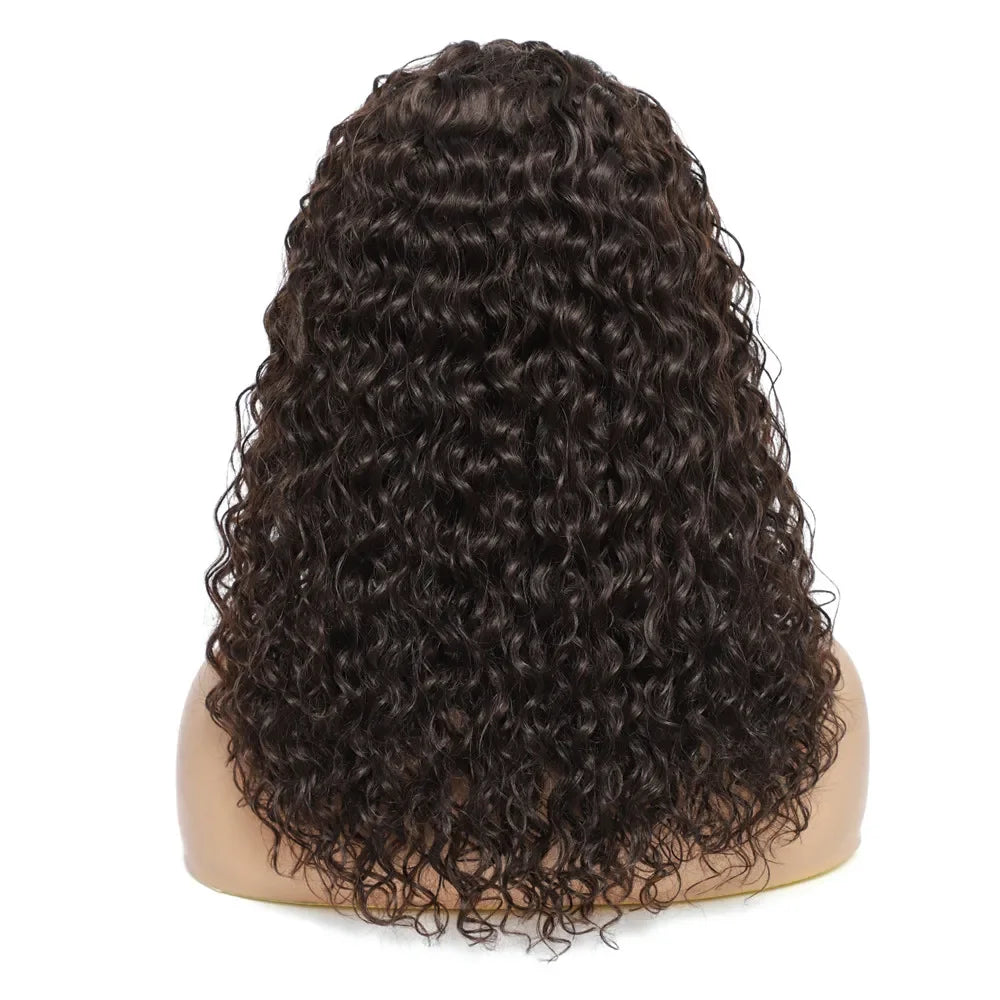 Water Wave Headband Wig | Darker Brown | Synthetic Curly Hair Wig | 20 Inches | Glueless | Full Machine Made Wigs - Luxegan