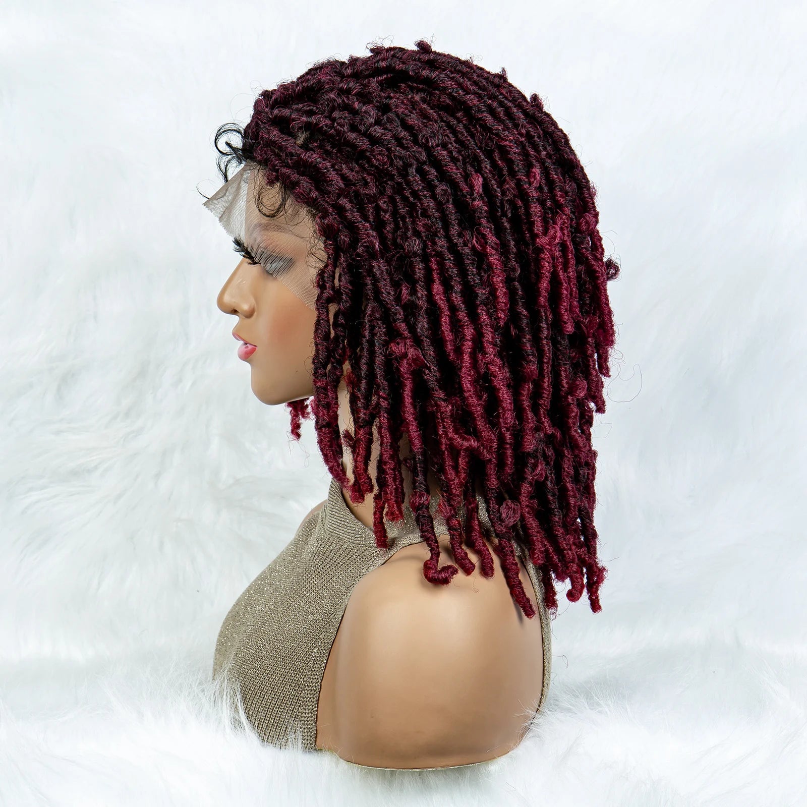 16" Short Knotless Butterfly Locs Wig | Synthetic Lace Front Luxegan