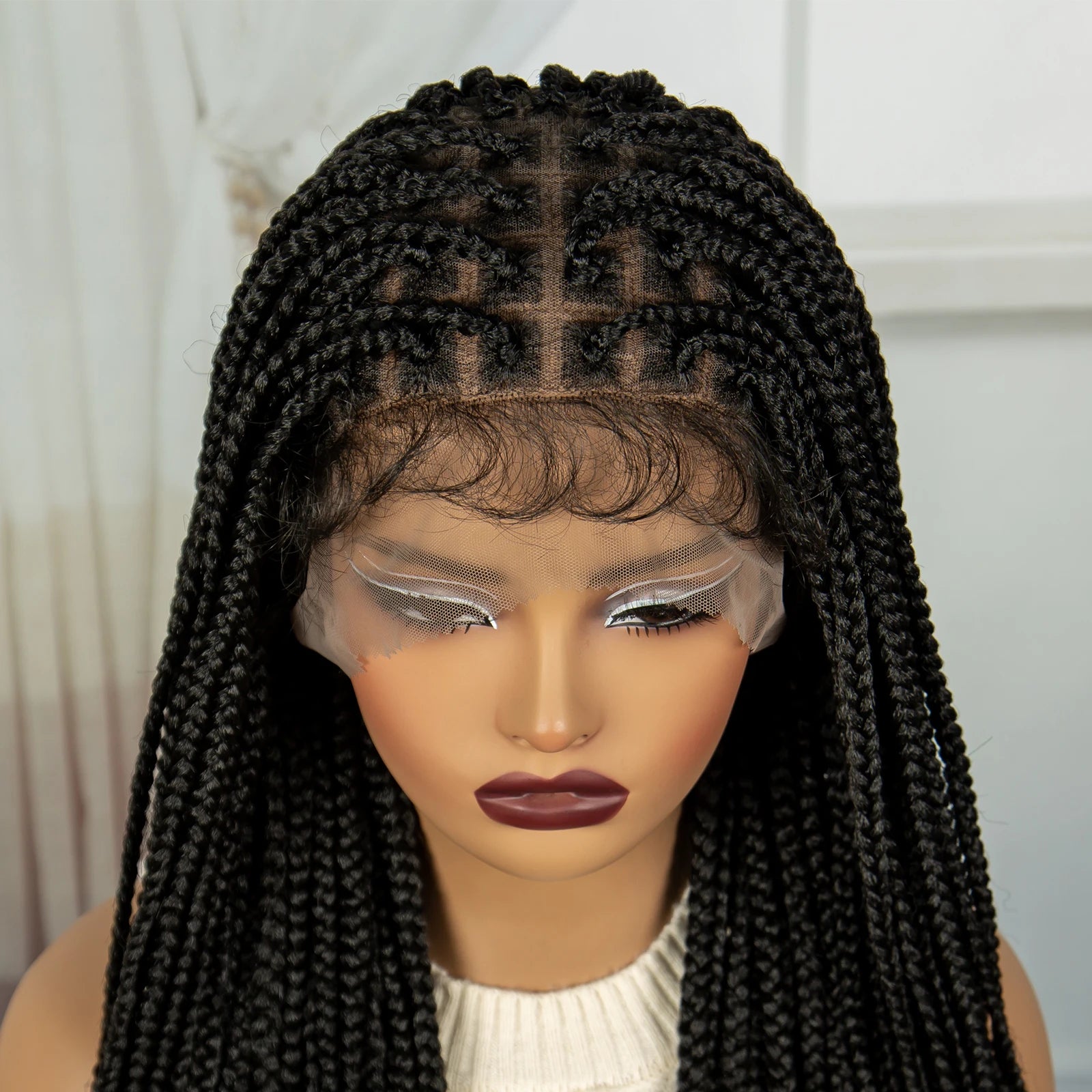 34" HD Boho Box Braids Wig | Curly Ends | Full Lace | Baby Hair Luxegan