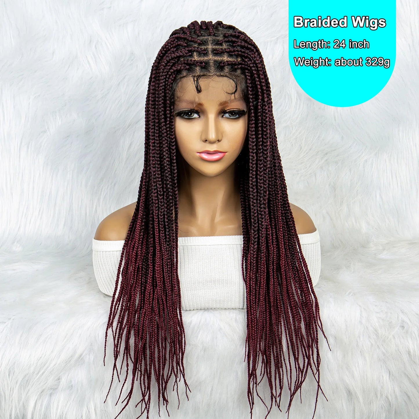 Colorful Knotless Box Braids Wig | Full Lace Front with Baby Hair Luxegan
