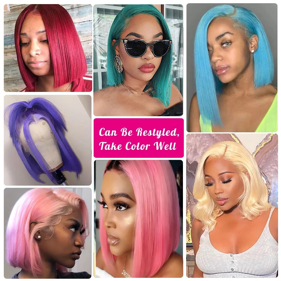 613 Honey Blonde Bob Lace Front Human Hair Wigs 13x4 Remy Brazilian Straight Short Bob 10 14 Inch Luxegan