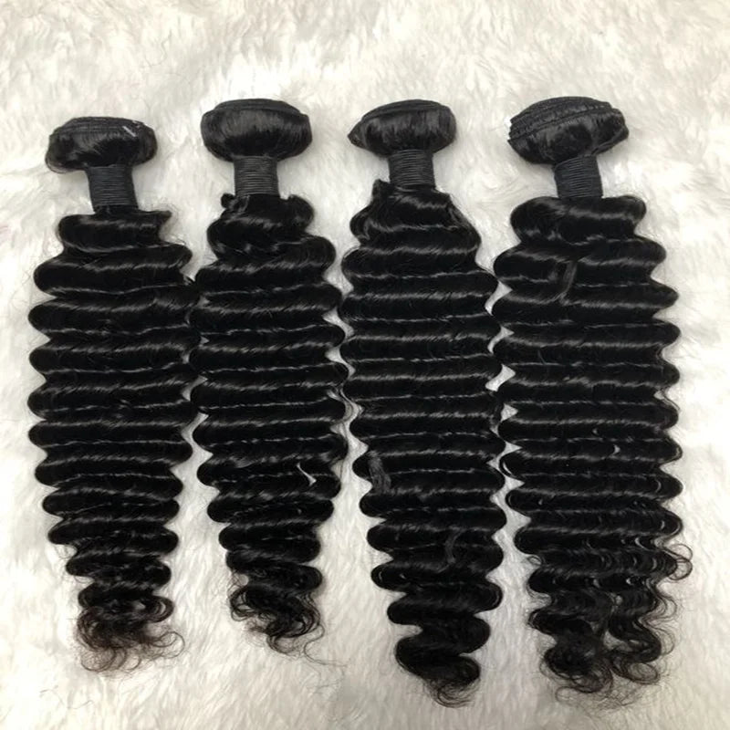 Queenlike 24 26 28 Inch Deep Wave Human Hair Bundles | Brazilian Remy Hair Extensions | Deep Curly Weave Luxegan