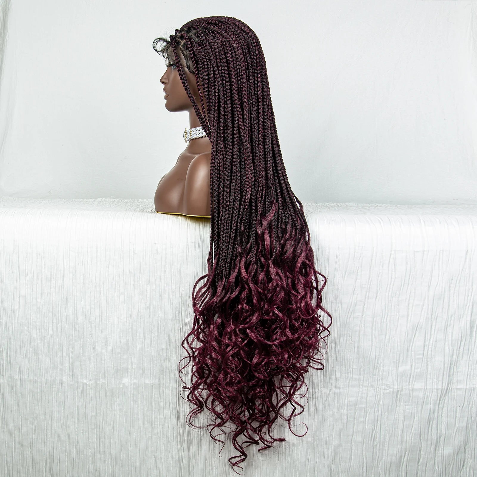 36" Water Wave Braided Wig | Lace Front | Baby Hair | Long Braids Luxegan