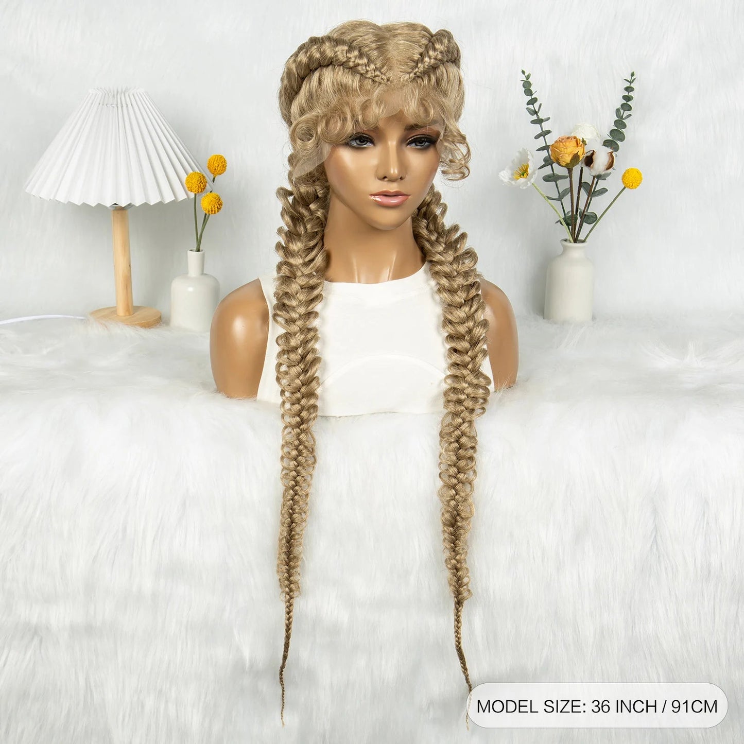 36" Twisted Braids Lace Front Wig | 13x1 | Senegalese Twist | Baby Hair | Handmade Synthetic Braids Luxegan