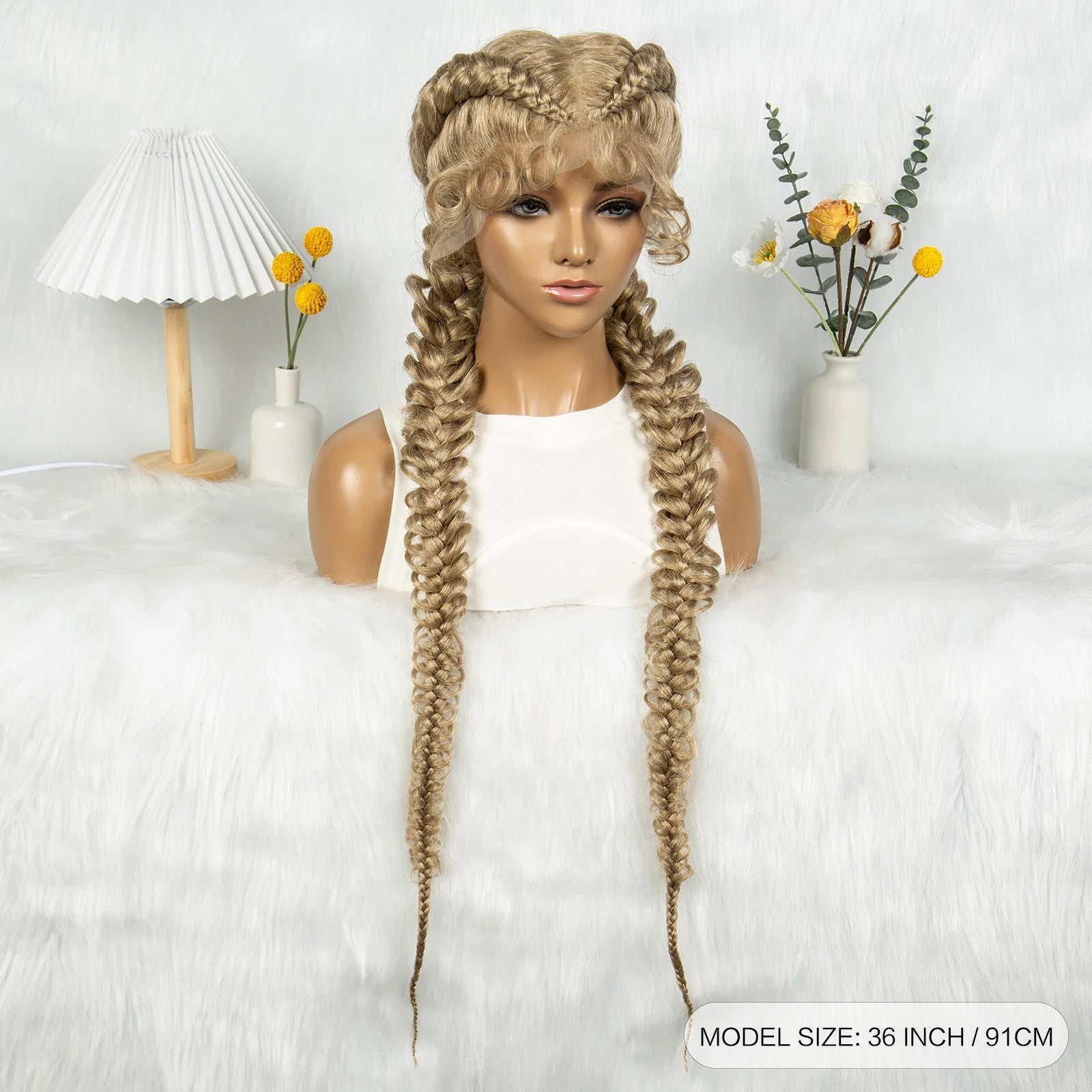36" Twisted Braids Lace Front Wig | 13x1 | Senegalese Twist | Baby Hair | Handmade Synthetic Braids Luxegan