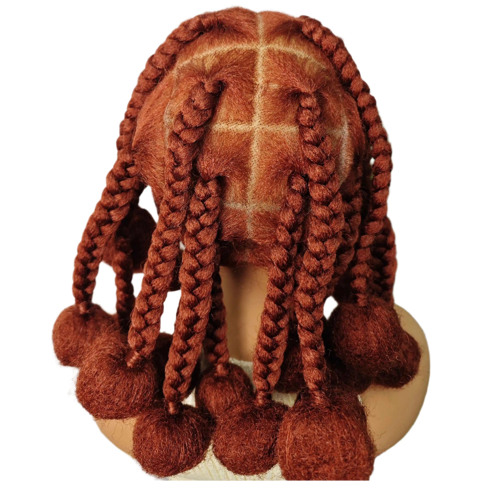 12" Ginger Orange Knotless Box Braiding Wig | Transparent Lace Front Synthetic Hair with Baby Hair Luxegan