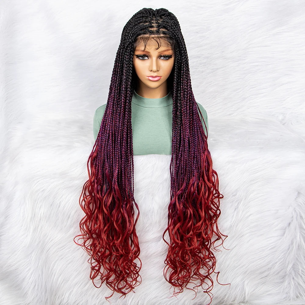 Lightweight Curly End Box Braids Wig | Lace Front Cornrows Luxegan