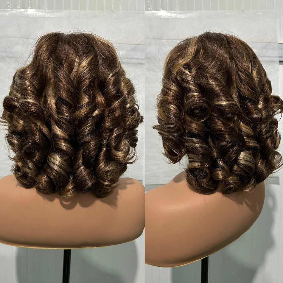 100% Human Hair | Highlight | Vietnamese | Bob | Bouncy | Loose | Curly | HD Lace Closure | Glueless Wigs | Human Hair | Ready To Wear Luxegan