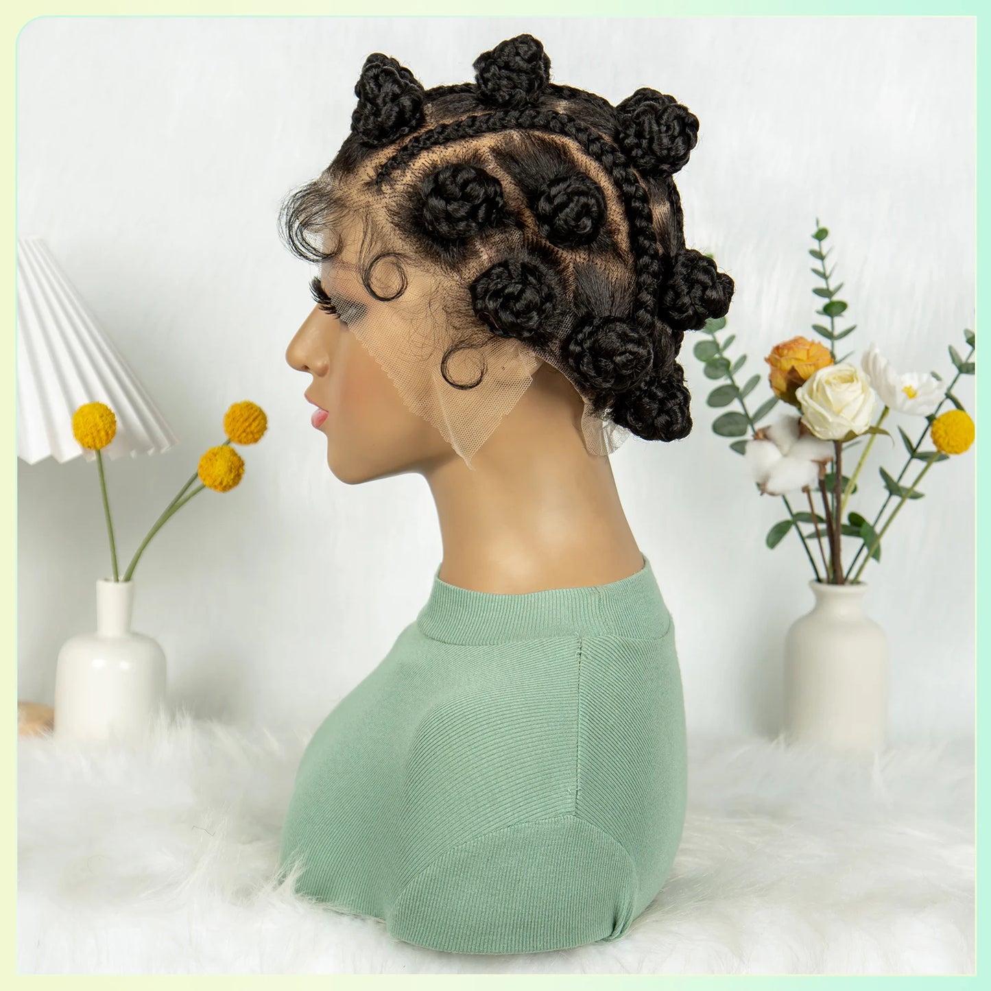 Short Bantu Knot Braided Wig | Full Lace | Synthetic Hair | Baby Hairs | Cute Braids for Black Women