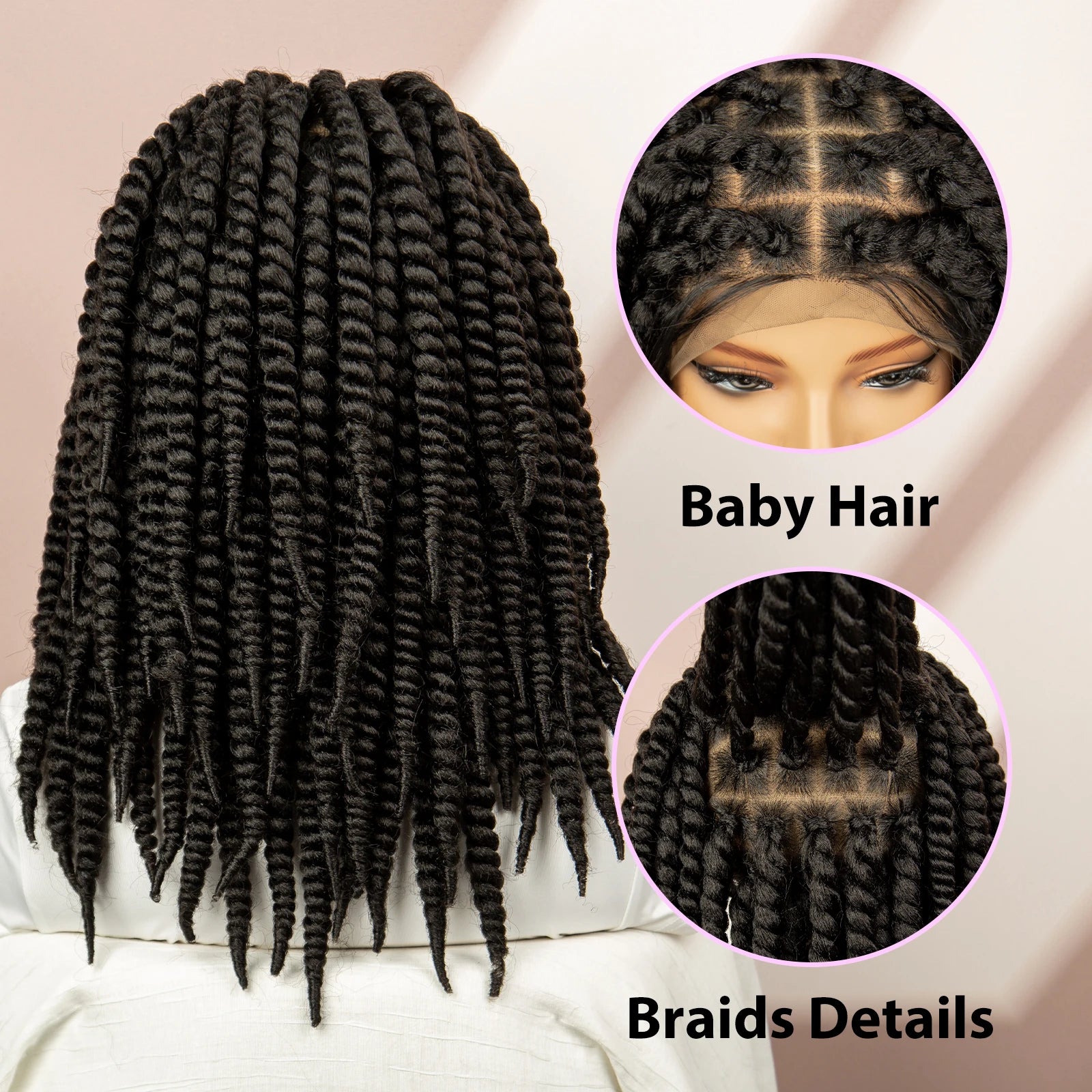 Twisted Braided Wig | Bob Twist Crochet Wig | Full Lace Braided Wig for Black Women | Kanekalon Hair