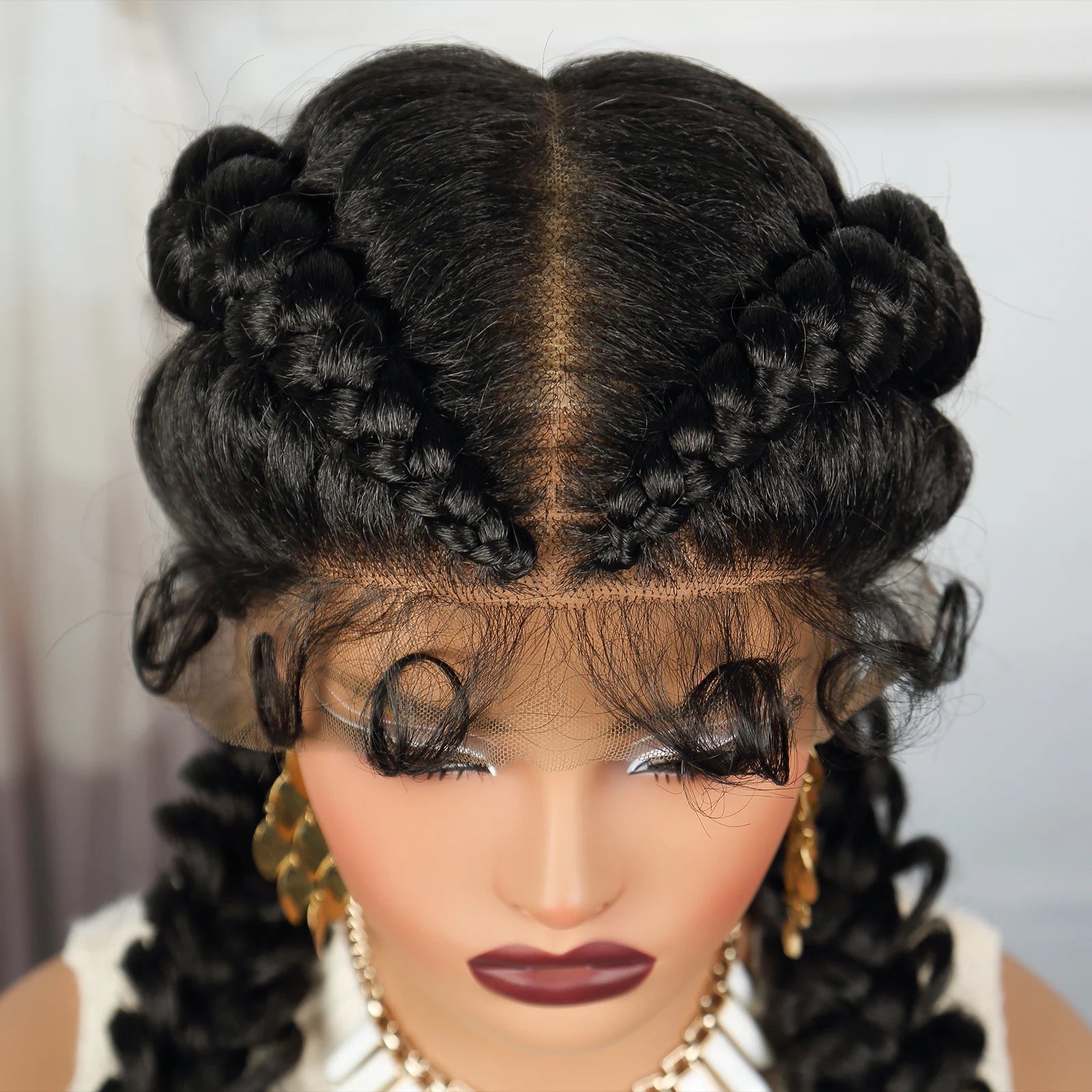 36" Blonde Twist Braids Wig | Transparent Lace Front | Baby Hair Luxegan