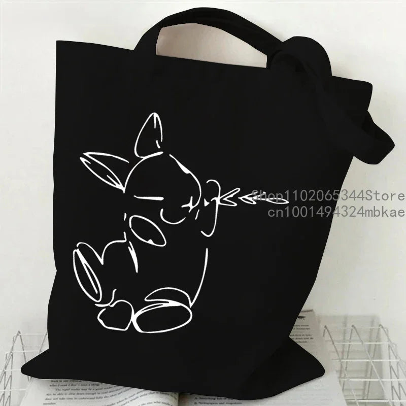 Cute Rabbit Pattern Canvas Tote Bag | Unisex Cartoon Bunny Portable Shopping Bag | Fashion Large Capacity Teen Daily Handbags Luxegan