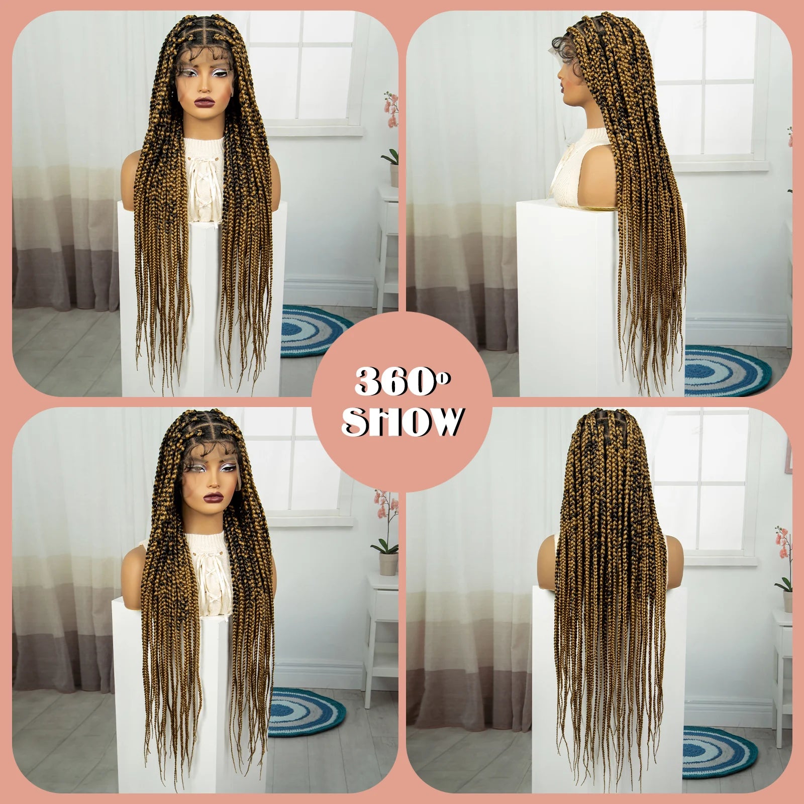 36" Knotless Box Braids Wig | Full Lace | Baby Hair | Natural Look Luxegan