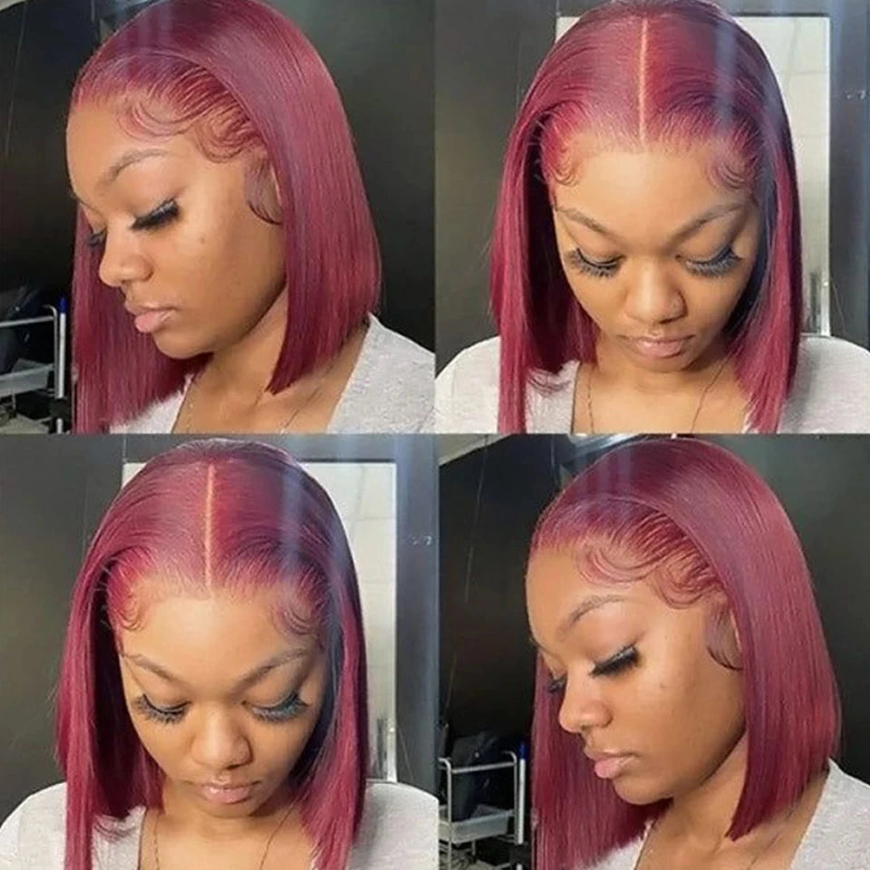 Ombre Orange Blonde Bob Wig | Straight Human Hair Lace Front Luxegan