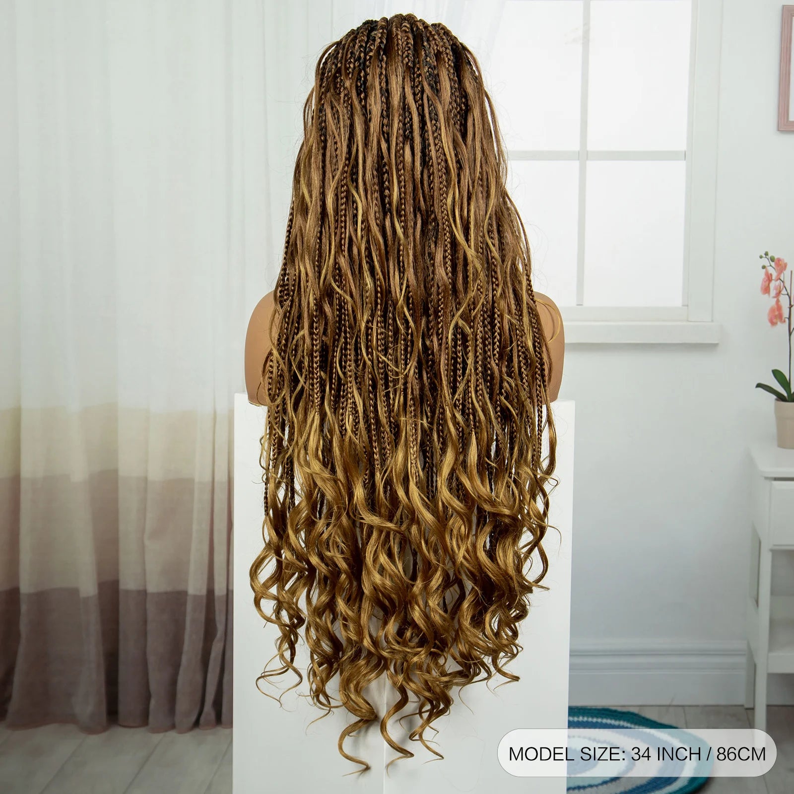 34" Boho Knotless Box Braids Wig | HD Full Lace | Ombre Twist | Baby Hair Luxegan