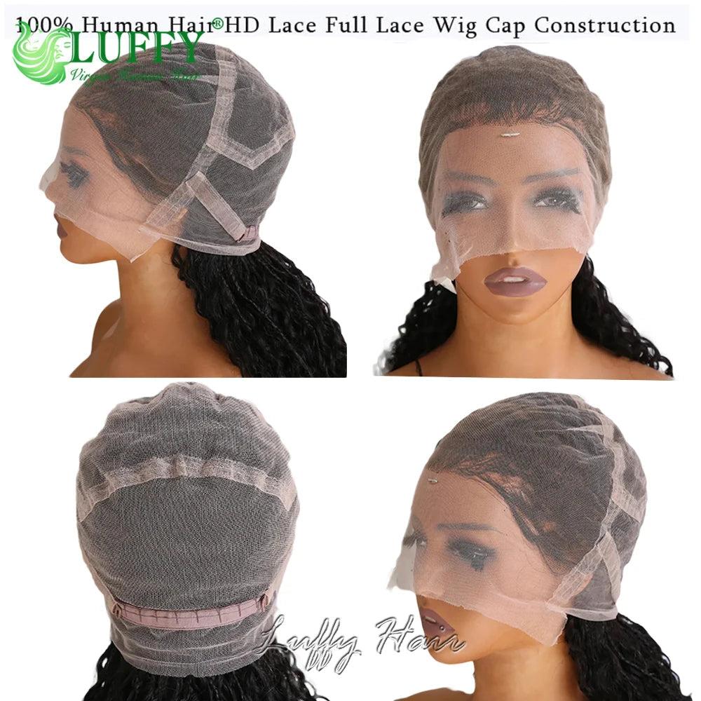 HD Full Lace Knotless Boho Box Braids Wig | Curly Ends | 300% Density | Human Hair | Pre-Plucked Luxegan