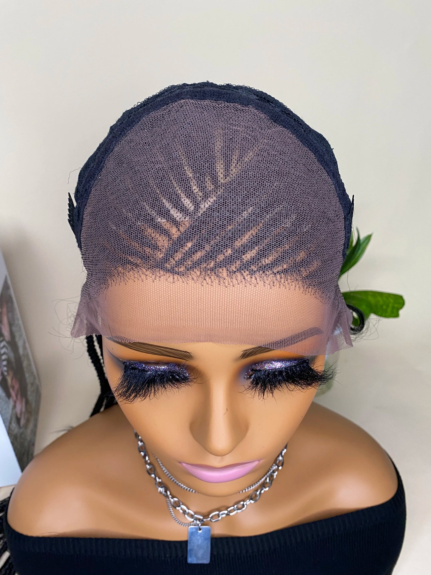 28 Inch Lace Front Cornrow Wig | Hand Braided Box Braids | Synthetic Hair | With Baby Hair