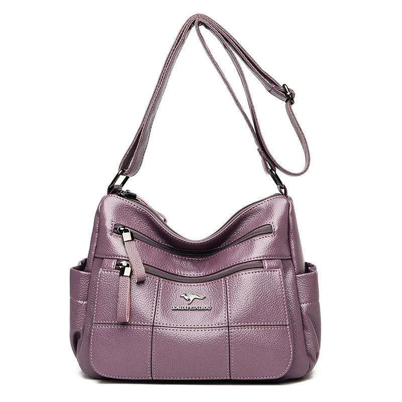 Genuine Sheepskin Leather Designer Handbag | Luxury Waterproof Bucket Bag for Women | Premium Business Messenger & Shoulder Tote with Sequined Accents Luxegan