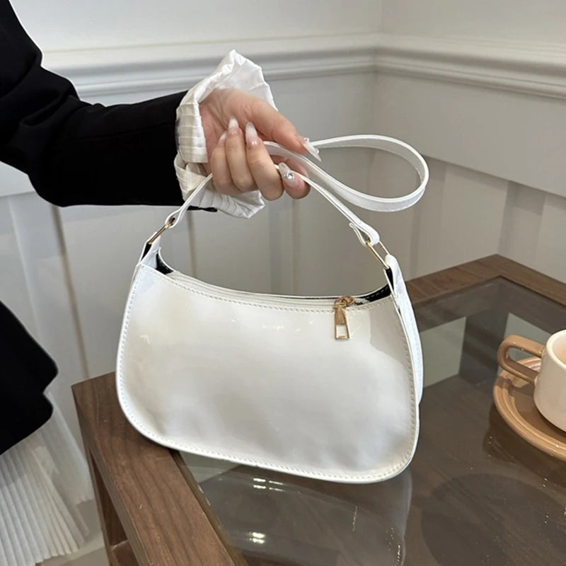 Women's Retro Solid Color PU Leather Shoulder Bag Handbag