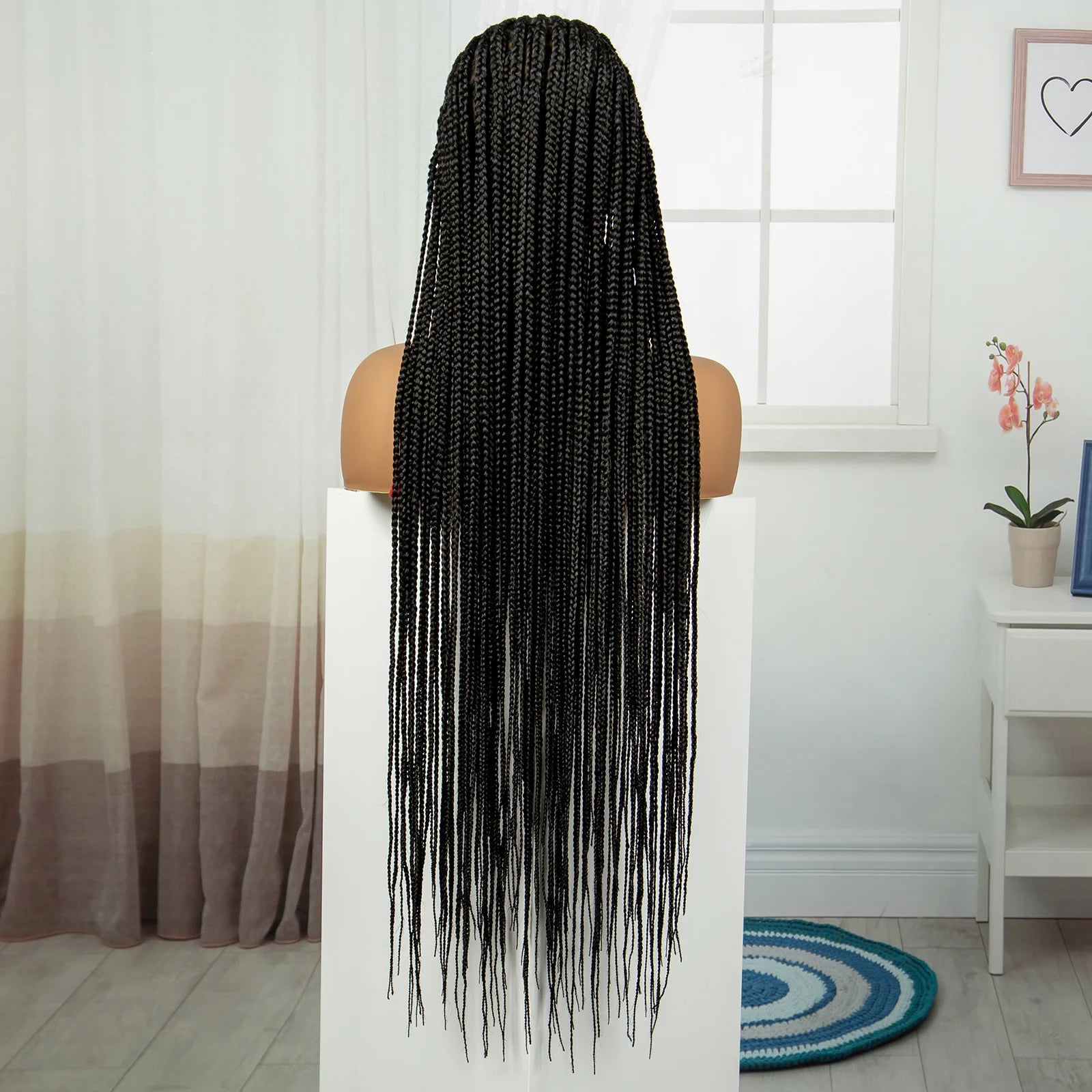 36" Cornrow Braided Full Lace Frontal Wig | Knotless Braids | Synthetic Braided Wig with Baby Hair for Black Women Luxegan