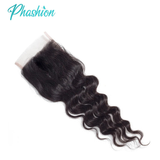Phashion Loose Deep Wave 4×4 13x4 Lace Frontal HD Transparent Swiss Closure Pre Plucked Brazilian Remy Human Hair For Women