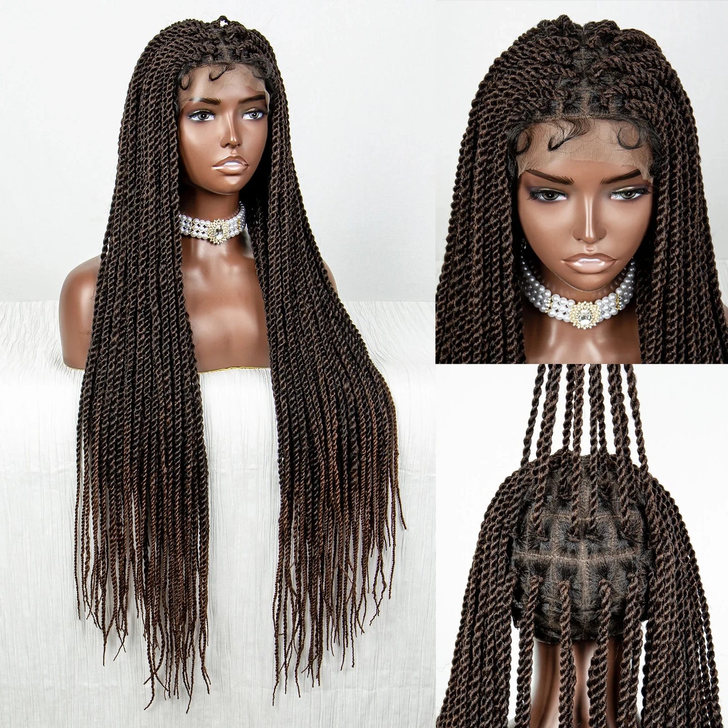 40" Long Straight Braided Wig | Full Lace | Baby Hair | Colored Braids Luxegan