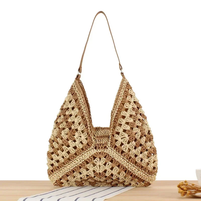 Women's Weaving Top-Handle Tote Bag | Large Portable Shoulder Bag, Summer Beach Purse & Shopper Satchel Luxegan