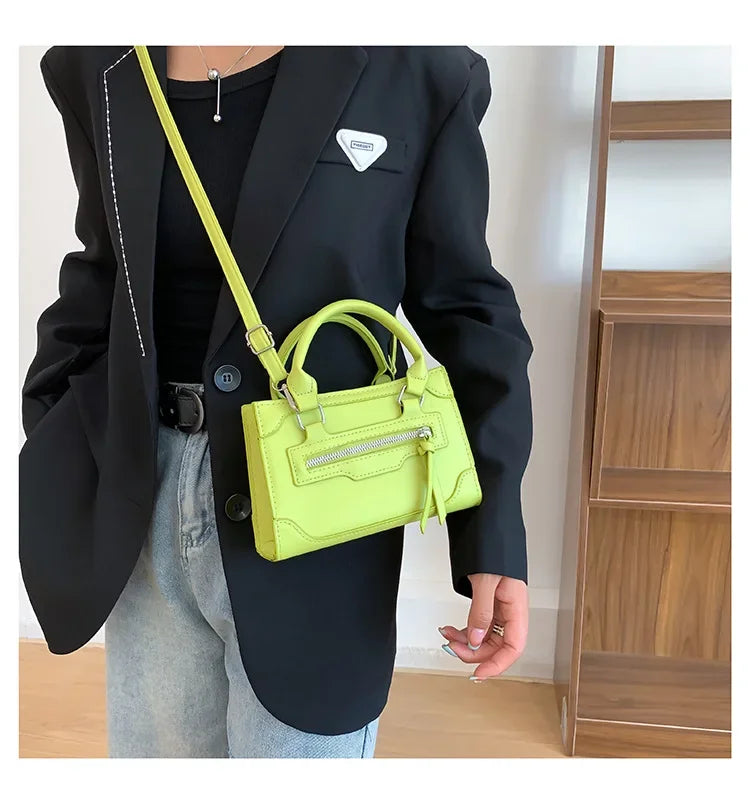 Western Style Crossbody Bag | Simple Textured Square Handbag Luxegan