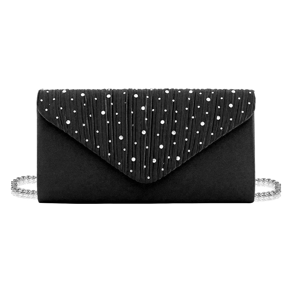 Sparkling and Luxurious Rhinestone Party Women's Clutch Bag | Gorgeous Rhinestone Pendant Necklace, Earrings, & Bracelet Set Luxegan