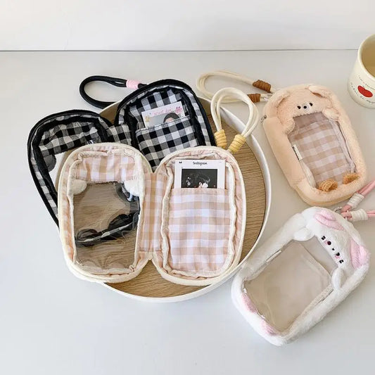 Cute Shape Doll Storage Bag | Cartoon Dustproof Protector Case Organizer Box | Premium Clear Plastic 15cm Plush Dolls Storage Bag | Portable Outdoor Display Anime Bag Luxegan