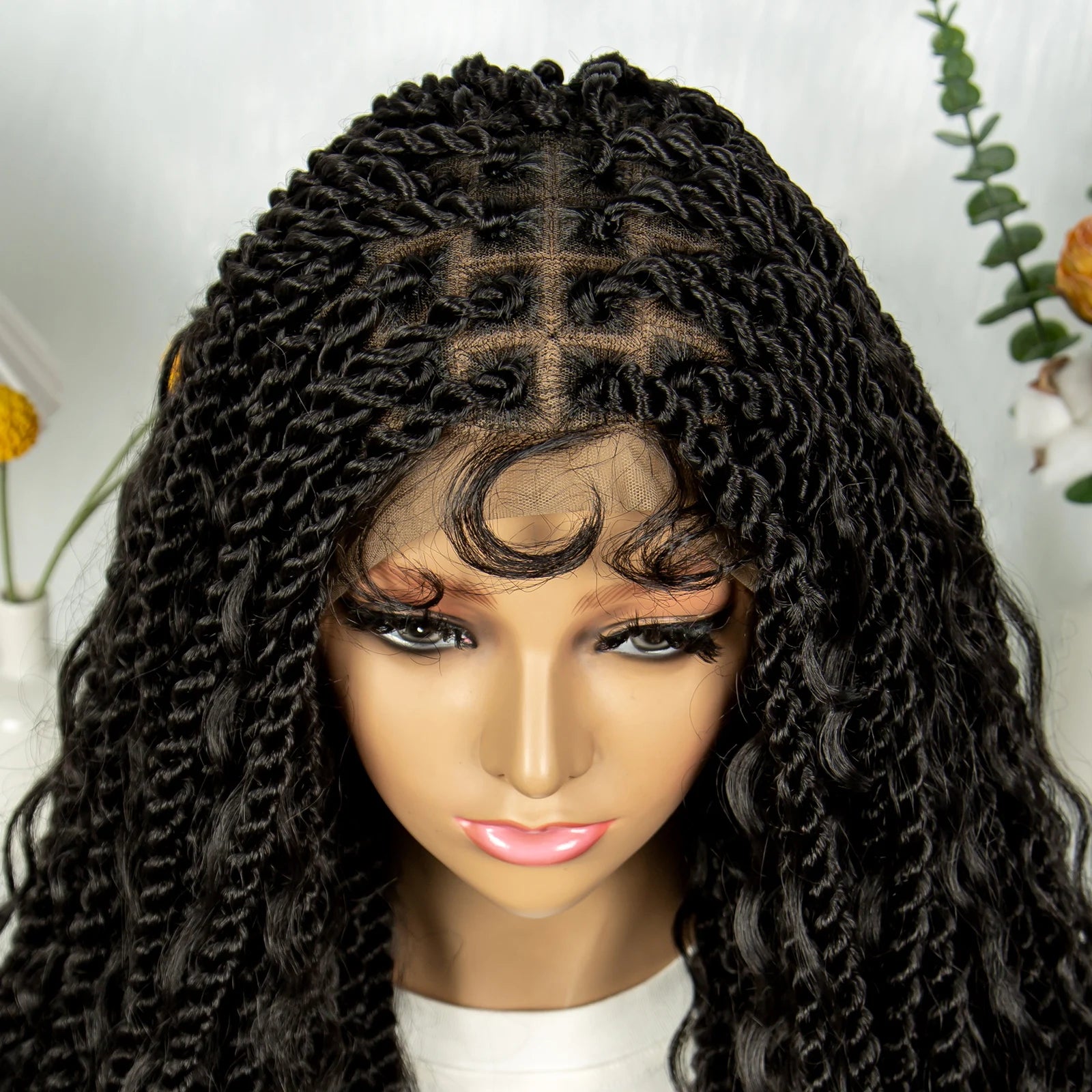 KIMA Twisted Boho Braided Wig | Full Lace Knotless Box Braids with Curly Accents Luxegan
