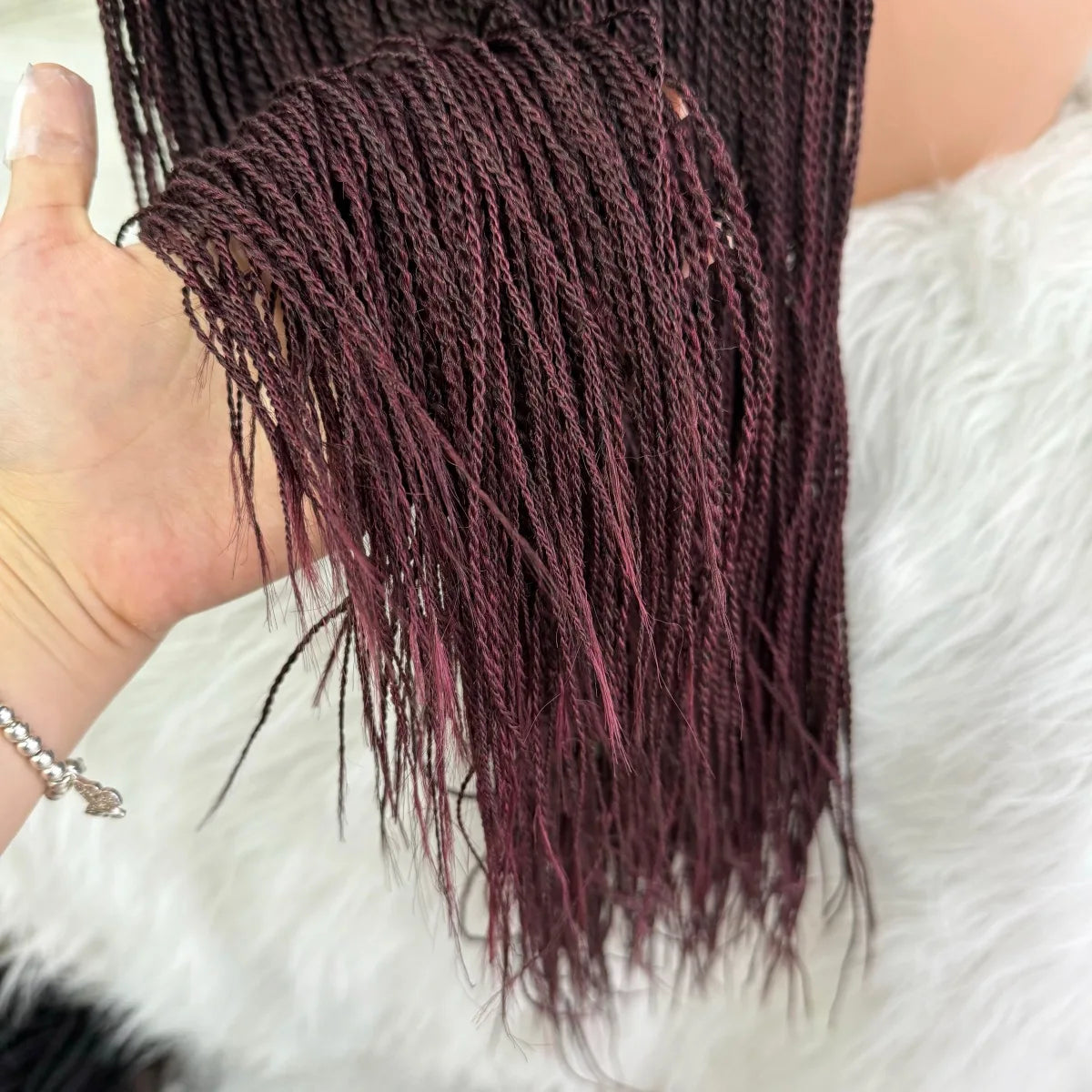 Knotless Box Braids Synthetic Lace Front Wig 28" | Straight | Heat Resistant | Kanekalon Hair | For Black Women